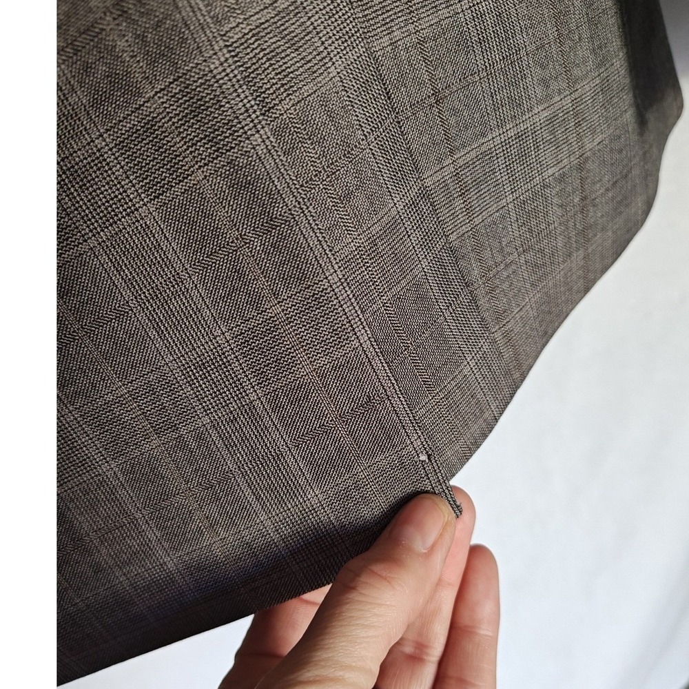 FRAME Blazer Double Breasted Wool Gray Tan Plaid Size 10 Relaxed Fit - Picture 11 of 14